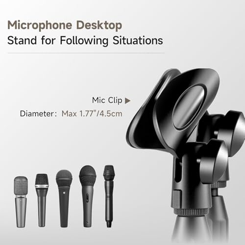 Height&Angels Adjustable Desktop Microphone Stand for Diameter Max 1.77" with Phone Holder and Headset Holder Up to 3.3Lbs, 5/8" Male to 3/8" Adaptor for Blue Yeti Snowball Spark and More (Upgraded) - size: Medium-Upgraded