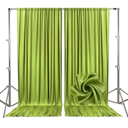 10ft x 10ft Olive Green Backdrop Curtains for Parties, Fabric Satin Background Curtain with Rod Pockets for Weddings, Birthday, Baby Shower, Photography, Graduation Party Backdrop Drapes, 2 Panels - color: Olive Green