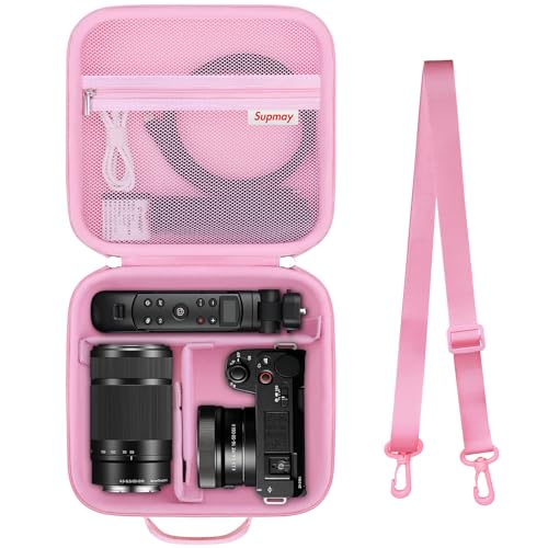 Carrying Case for Sony Alpha ZV-E10/ ZV-E10 II/ZV-E1/ a6400/ a6700/ a6100/ a6000/ a6500/ a6600 Digital Camera, Vlog Camera Kit Storage Holder Fits Tripod, Lens, LED Video Light, Battery, Pink - color: Pink 1, size: for Sony Alpha ZV-E10 / ZV-E10 II/ZV-E1