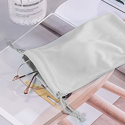 6pcs Eyeglasses Sunglasses Microfiber Pouch Bag, Cell Phone Storage Pouch 7.1" x 3.5" - color: Gray