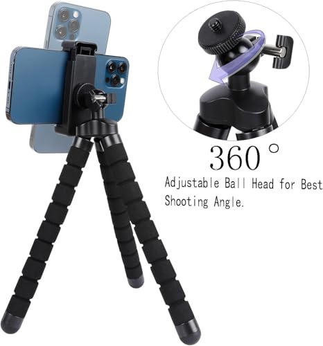 Acuvar 6.5” Flexible Tripod for Phone & Small Cameras – Bendable Mini Tripod for iPhone, Android, Vlogging & Travel - style: Tripod Only