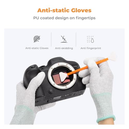 K&F Concept Full Frame Sensor Cleaning Kit, Mirrorless Camera Cleaner Kit - 20ml Sensor Cleaner, 10 X 24mm Double-Tipped Full Frame Sensor Cleaning Swabs & Gloves - size: 24mm