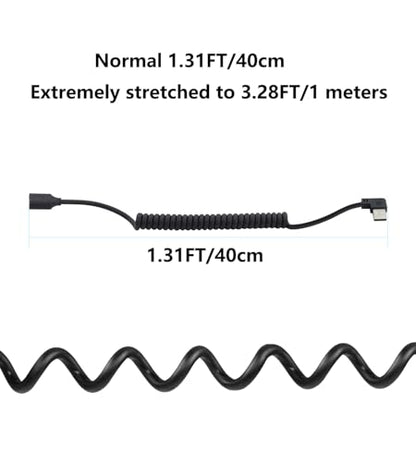90 Degree USB 2.0 Male to Female Coiled Cable USB Spring Cable USB 2.0 Extension Cable Retractable USB Data Transmission Cord for PC,Laptop, Cameras, Mouse,Other USB Computers(Left Angle) - style: Left Angle