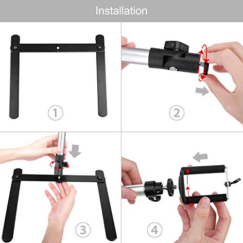 ChromLives Photo Copy Stand Pico Projector Stand with Phone Clamp Overhead Phone Mount Smartphone Compatible Tripod - color: Pic Projector