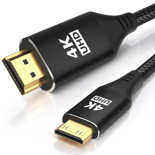 Mini HDMI to HDMI Cable 25FT, [Aluminum Shell, Braided] High Speed 4K 60Hz HDMI 2.0 Cord, Compatible with Camera, Camcorder, Tablet and Graphics/Video Card, Laptop, Raspberry Pi Zero W - size: 25 feet