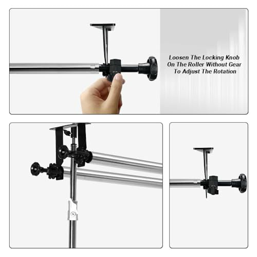 MagicLine Photography Backdrop 2 Roller Support System, 118" Wall Mount Manual Background Holder for Ceiling/Light Stand,Crossbars for Heavy Duty Backdrop Stand for Small&Home Studio(Stability)