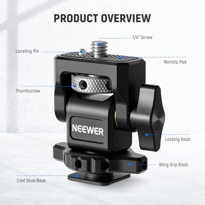 NEEWER Camera Monitor Mount with Cold Shoe, Anti Twist 1/4" Screw for 5" & 7" Field Monitor Compatible with Atomos Ninja V, 360° Swivel & Adjustable 180° Tilt Damping, Compatible with SmallRig, MA006 - style: MA006(1-Pack)