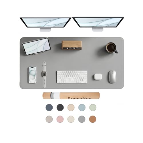 Large Desk Pad Non-Slip Desk Mat Protector for Keyboard Mouse Waterproof Vegan Leather Surface Faux Leather Laptop Mat Smooth Mouse Pad Premium Gift Tube Mist Gray 47" x 23" - color: Mist Gray, size: 47" x 23"
