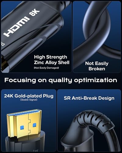 Cratree 8K Fiber Optic HDMI Cable 85FT Long - High-Speed 4K 120hz Fiber Optic HDMI Cord,8K 60hz 48Gbps HDCP 2.2&2.3，HDR10 - Compatible with Fire Roku HDTV/Monitor/Projector - size: 85 FT (Fiber Optic)