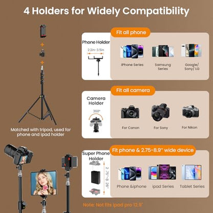 18 inch Ring Light with Tripod Stand for Phone Camera iPad Selfie Live Stream YouTube TikTok Video Shooting Best Lighting Atmosphere Ringlight - color: Blackish-brown