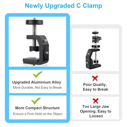 UTEBIT Super Clamp Mount with Mini Ball Head Mount, 30mm | 1/4" Screw Hot Shoe Adapter Camera Clamp for Desk, Bicycle, Gopro Compatible with DJI Action 2/Insta360, Black - size: 30mm
