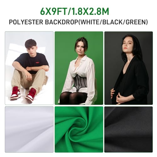 Photography Lighting kit with Backdrops, 8.5x10ft Backdrop Stands, Zyernar LED Bulbs Umbrella Softbox Continuous Lighting, Photo Studio Equipment for Video Shoot