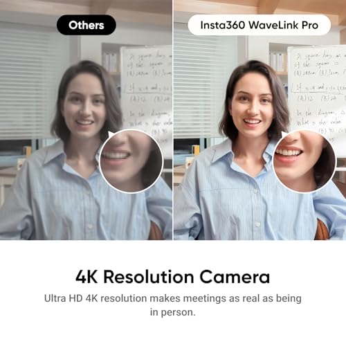 Insta360 WaveLink Pro - 4K Conference Room Speakerphone and Camera, Speaker Tracking, 5m 360° Voice Pickup, Noise Reduction, AI Transcription and Summaries, Plug & Play, Works with Zoom, Teams