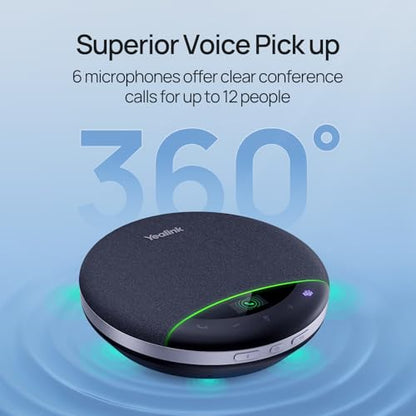 Yealink Bluetooth Speakerphone SP96 Support Daisy-Chain 26H Talk Time Teams Certified 65mm Conference Speaker and 6 Microphones Smart AI Noise-Canceling 5m Voice Pickup Radius 1.2m USB C/A 400g - color: SP96, size: Teams Certified