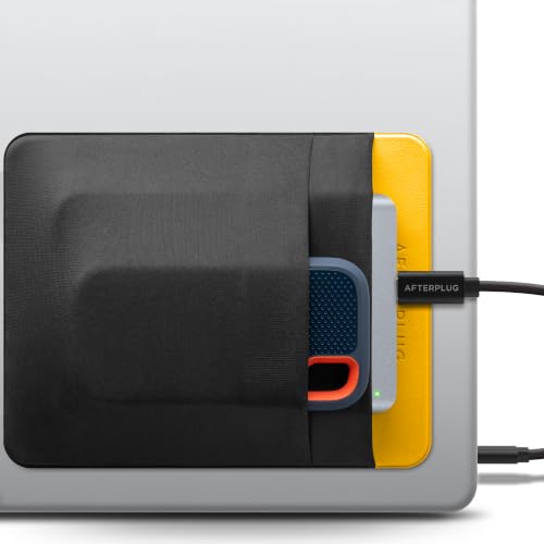 2-Pocket SSD & Hard Drive Holder for Laptop, Reusable Adhesive, Stick-On Pocket Sleeve for External Portable SSD, HDD, Cables and More (Large) - color: Black & Yellow, size: Large (For 2.5" HDDs & SSDs)