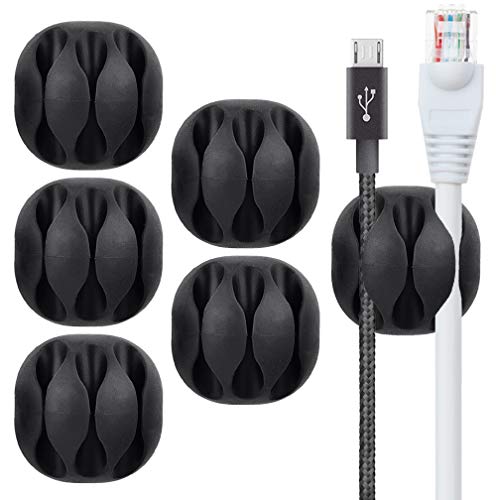 BEADNOVA Cable Clips Cord Organizer Cable Management Wire Cord Holder 3 Slots Adhesive Wire Holder for Car Charging Accessory PC Office Home (Black, 6 pcs) - color: 3)3 Slots(6 PCS)