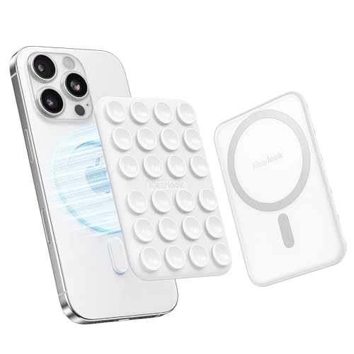 Klearlook Magnetic Suction Phone Mount for MagSafe Case, Removable Sticky Phone Grip Holder for Hands-Free Makeup/Selfie/Live Streaming/Vlog for TikTok & Instagram Influencer/Creator, Classic White - color: Classic White