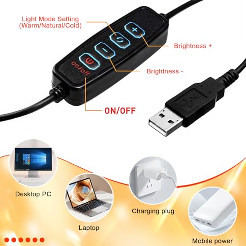 Clip on Ring Light for Laptop, TPQKA 16cm Video Conference Lighting Kit with 5 Color Temperatures & 5 Brightness Levels, Dimmable Webcam Light for Zoom Calls, Remote Working, Live Streaming