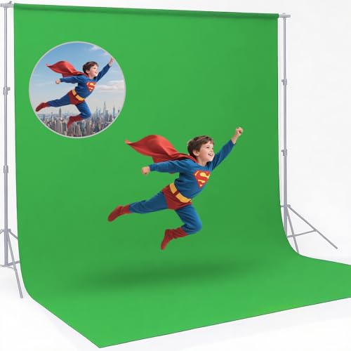 CPLIRIS 10x20ft Green Screen Backdrop for Photography, Dual-Size Dual-Pocket Design Chromakey Background for Photoshoot, Game Steaming, Zoom Meeting with Both Options of 10 ft and 20 ft in Width - color: Green, size: 10x20ft