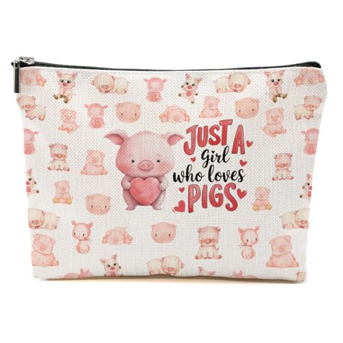 Adorable Pink Pig Makeup Bag for Women, Portable Cosmetic Bag Travel Organizer Toiletry Accessories, Roomy Makeup Pouch with Zipper, Pig Lover Gifts for Women Girls - color: Multicolor 1403