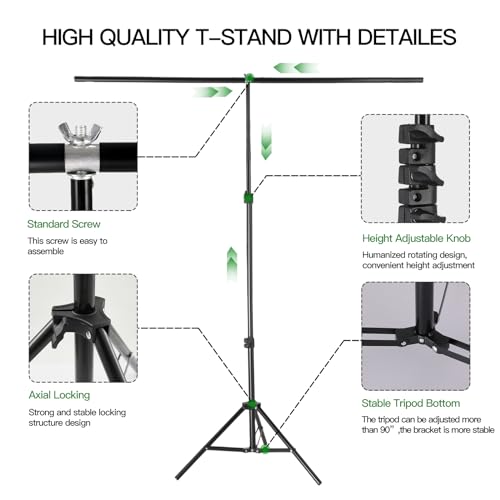 Green Screen Backdrop with Stand Kit, BEIYANG 6.5 X 5 Ft Portable Backdrop Stand Kit with Carrying Bag and 5 Clamps for Streaming, Video conferences and interviews