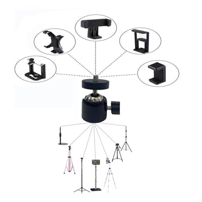 Universal 1/4" Swivel Mini Ball Head Tripod Mount, Black, 10-Pack | 360 Degree Rotating Adapter, For DSLR Cameras, For Tripods, For Monopods