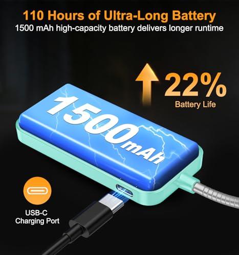 Gritin 2026 Gen 2 Book Light for Reading- 30 Eye Caring Full Spectrum LED | 5 Colors & 5 Brightness, Adjustable Wide/Narrow Beam, Upgrade 1500mAh Long-Lasting Rechargeable Clip on Light-Blue - color: Blue
