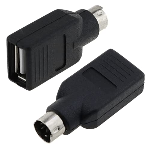 E-outstanding USB to PS2 Adapter, 2PCS Black USB Female to PS/2 Male Converter Adapter for Mouse Keyboard, Black