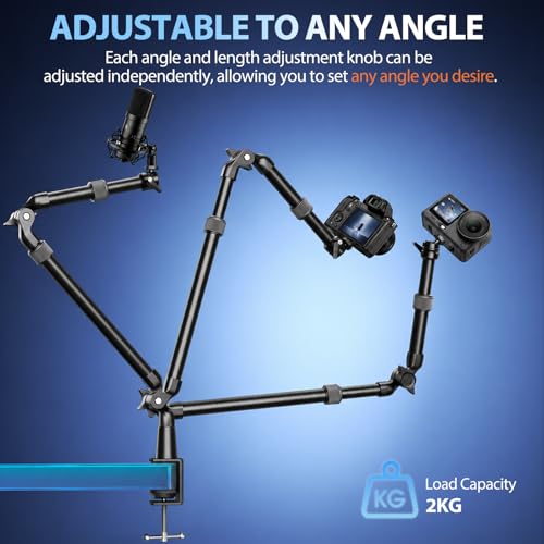 EMART Overhead Camera Mount with Serrated Bite Magic Arm,40-in Camera Desk Mount with 1/4" Ball Head for Cameras DSLR Phone,Holder Stand for Live Streaming/Photo Video Shooting