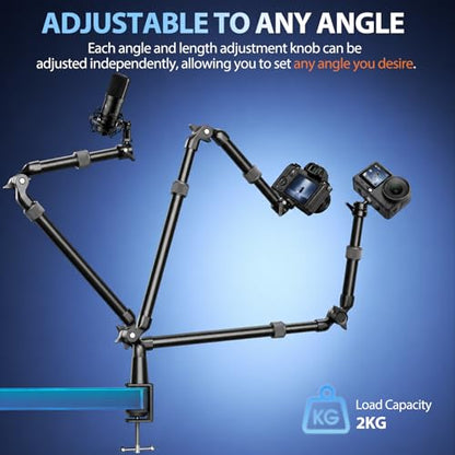 EMART Overhead Camera Mount with Serrated Bite Magic Arm,40-in Camera Desk Mount with 1/4" Ball Head for Cameras DSLR Phone,Holder Stand for Live Streaming/Photo Video Shooting