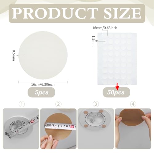 PH PandaHall 5pcs Lamp Shade Diffuser Fabric White Lampshade Replacement with 50pcs Plastic Stickers Dazzling Proof Lampshades Round Lamp Cover for Downlight Spotlights Pendants Light 6.3 Inch - color: White