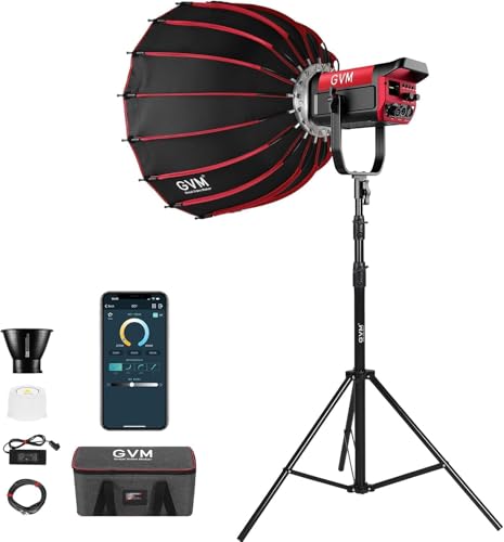 GVM 200W LED Video Light with Softbox, SD200B Photography Lighting Kit with Bluetooth Mesh Network/DMX Control, 2700K-6800K Studio Light Continuous Lighting Kit, 45400lux/1m, 12 Scene Effects - size: SD200BSET1