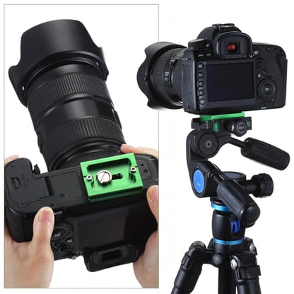 Frienda 2 Pieces Metal Quick Release Plate with 1/4''-20 Camera Screw Tripod Mount Plate Fits Standard for DSLR Camera Tripod Ball Head (Green,Pu50) - color: Green, style: PU50