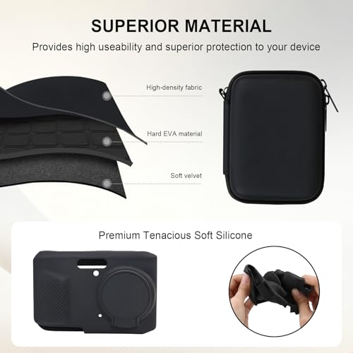 Case for Kodak PIXPRO FZ45 Digital Camera (Hard Case + Soft Silicone Cover) | Kodak PIXPRO FZ45 Digital Camera Hard Carrying Case and Soft Silicone Protective Case with Removable Lens Cover, Black - color: Black