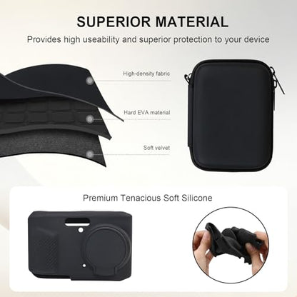 Case for Kodak PIXPRO FZ45 Digital Camera (Hard Case + Soft Silicone Cover) | Kodak PIXPRO FZ45 Digital Camera Hard Carrying Case and Soft Silicone Protective Case with Removable Lens Cover, Black - color: Black
