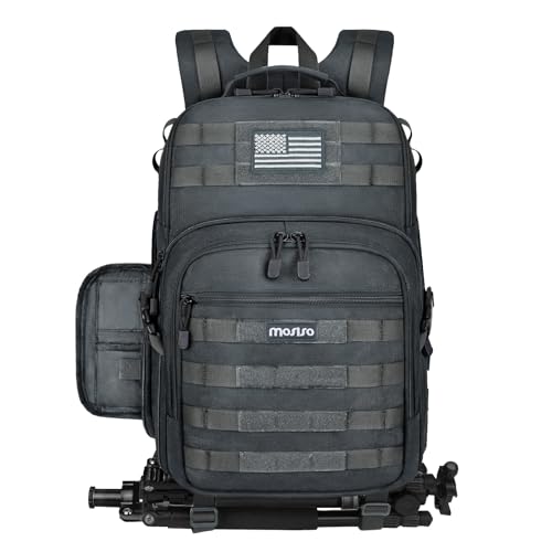 MOSISO Camera Backpack, DSLR/SLR/Mirrorless Tactical Camera Bag Case with Laptop Compartment Compatible with Canon/Nikon/Sony, Gray - color: Gray