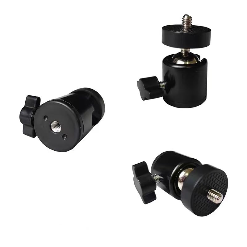 3 Pack Mini Ball Head 1/4'' Screw Swivel Tripod Head Mount 360 Degree Rotating Base Adapter Ballhead for Camera Tripod Dash Cam Phone Clip Photography Light Stand Boom Arm Selfie Stick