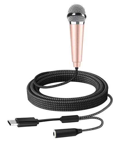 USB C Mini Microphone Karaoke, Portable ASMR Microphone for Android Phone/iPhone 15/Laptop/Mac, Wired Mic for Voice Recording, Singing, Interviews, Vlogs, YouTube, TIK Tok (Rose Gold) - color: Rose Gold