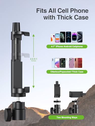 elitehood 6.8 Feet Tall Phone Stand Tripod, Aluminum iPhone Tripod [Lightweight & Ultra Stable], Adjustable Phone Recording Stand Compatible with iPhone 15 Pro Max/15 Pro/14 13, Android Cell Phone - style: Lightweight Tripod