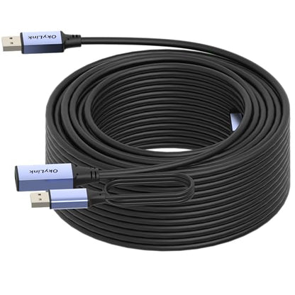 OkyLink Active USB 2.0 Extension Cable A to A, Male to Female 100ft(30M) | 480Mbps Signal booster cord, compatible with printer, mouse, keyboard, scanner, camera - size: 100ft (30m)