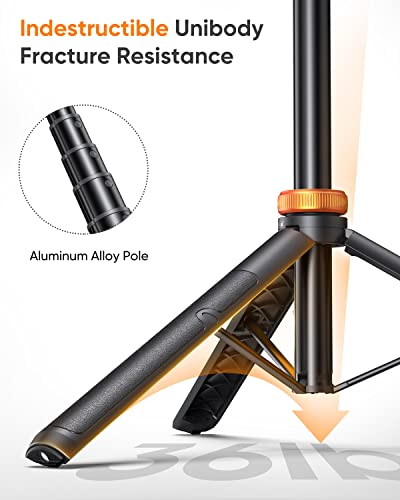 EUCOS 62" Phone Tripod, Tripod for iPhone & Selfie Stick with Remote, Extendable Cell Phone Stand & Ultimate Phone Holder, Solidest Phone Stand Compatible with iPhone/Android - color: Inferno Mix Carbon Black