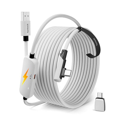 Syntech VR Link Cable 5M/16FT with USB 3.0 A to C Adapter, Charging & Data Transfer, Compatible with Meta Quest 3S/3/2/Pro, Pico 4, Steam VR Gaming, High Speed VR Cable (White, 16 ft with Adapter) - color: White, size: 16 ft With Adapter