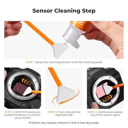 K&F Concept 25-1 Professional Camera Cleaning Kit with Full Frame Sensor Cleaning Swabs/60ML & 20ML Lens Cleaner/Cleaning Wipes/Camera Blower/Lens Pen Brush/Microfiber Cloths/Carrying Case - size: 24mm