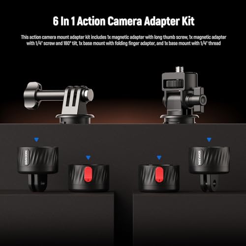 NEEWER Magnetic Action Camera Mount Kit, Compatible with GoPro Hero 13 12 11 Max DJI Osmo Action Insta360, ABS Magnetic Quick Release Mount for POV Shots, GP-24 - style: GP-24