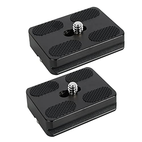 Regetek Aluminum PU-50 Quick Release Plate with 1/4" Screw, Universal Slide-in 50mm*38mm QR Plate for Manfrotto Arca Swiss Benro Acratech Kirk Wimberley Gitzo RRS Markins SUNWAYFOTO SIRUI(Pack of 2)