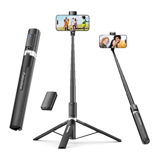 Fuloview 72'' Selfie Stick Tripod,Tripod for iPhone Wireless Remote for Selfies,Group Photograph,Video Recording. Phone Stand Compatible with iPhone Android Phone,Camera - color: Black, size: 72 in