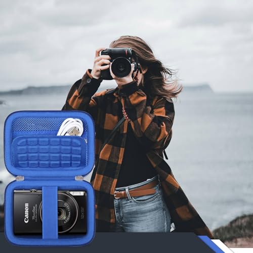 RAIALL Carrying Case for Canon PowerShot ELPH 360 HS A/IXY 650/ Canon IXUS 285 HS/Sony DSCW830/ CAMKORY/VAHOIALD Digital Camera, Vlogging Camera Travel Bag, Mesh Pocket for Batteries, Blue - color: Blue