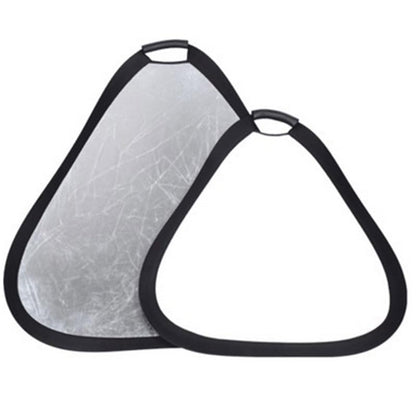 REFLEX CAMERA 2-in-1 Triangle Photography Reflector 80cm | Silver/White Reflective Surfaces | Single-Hand Grip | Portable Durable Light Reflector with Carrying Case (80cm (31.5in)) - size: 80cm (31.5in)