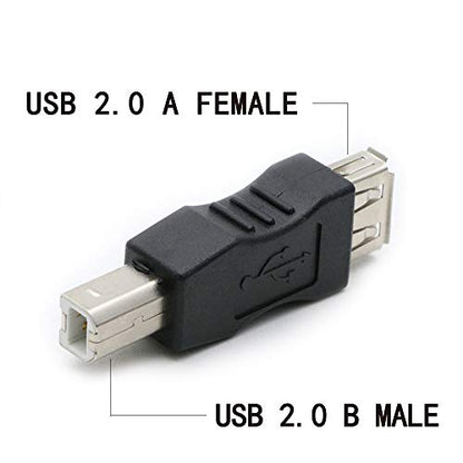 3 Pack USB 2.0 AF/BM Adapter Type A Female to USB B Print Male Adapter Connector Converter Plug