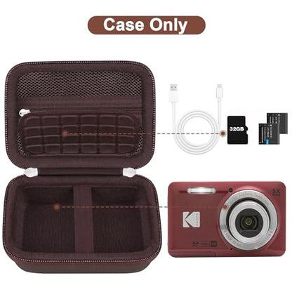 Canboc Carrying Case for Kodak PIXPRO FZ55/ FZ45 16MP Digital Camera, FZ45 Video Vlogging Camera Bag, Mesh Pocket fit Cable, SD Card, Brown (Case Only) - color: Small-Brown